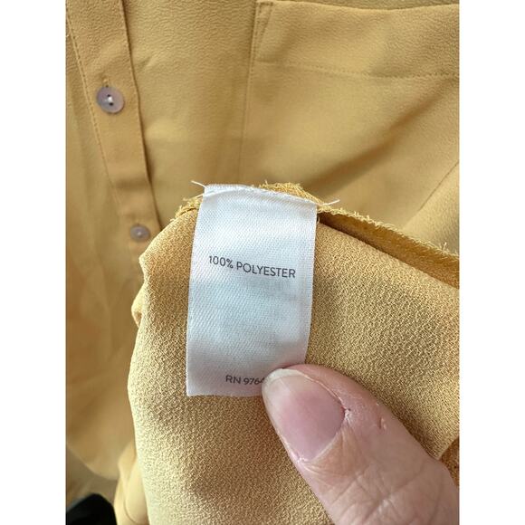 J. JILL | Mustard Yellow Button Down Blouse Long Sleeve Collared Shirt | Size XL - Picture 6 of 7